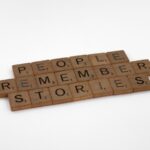 Stories - brown wooden blocks on white surface